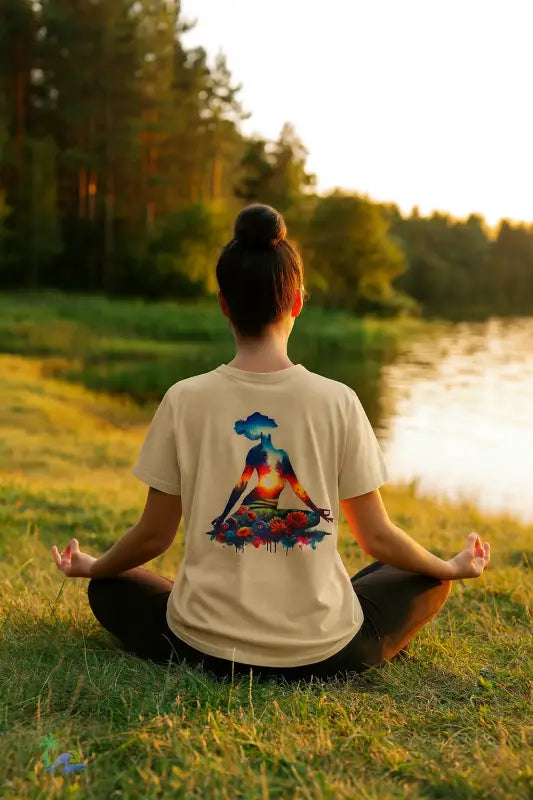A girl meditating with inner nature t-shirt 👕 - Sand / S - T-Shirt