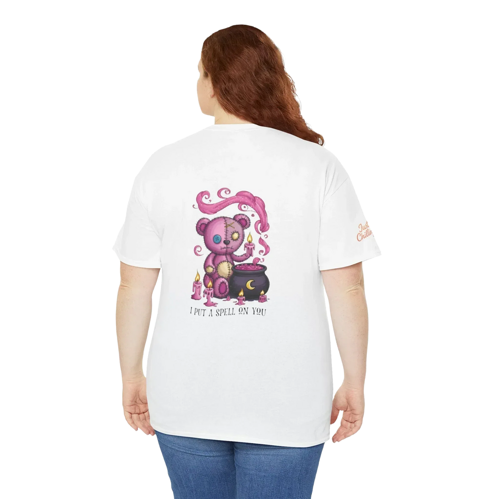 Voodoo Bear Tee – Cozy Witchy T-Shirt With Stitched Bear Design & Magical Vibes - Just Chilling Inc.