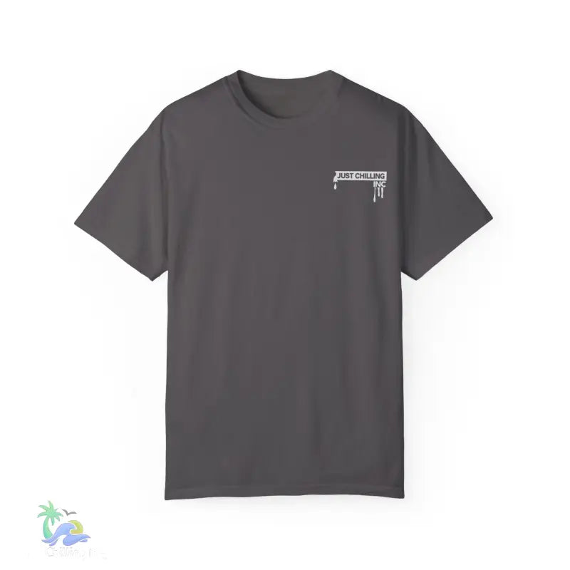 Gray t-shirt with graphic.