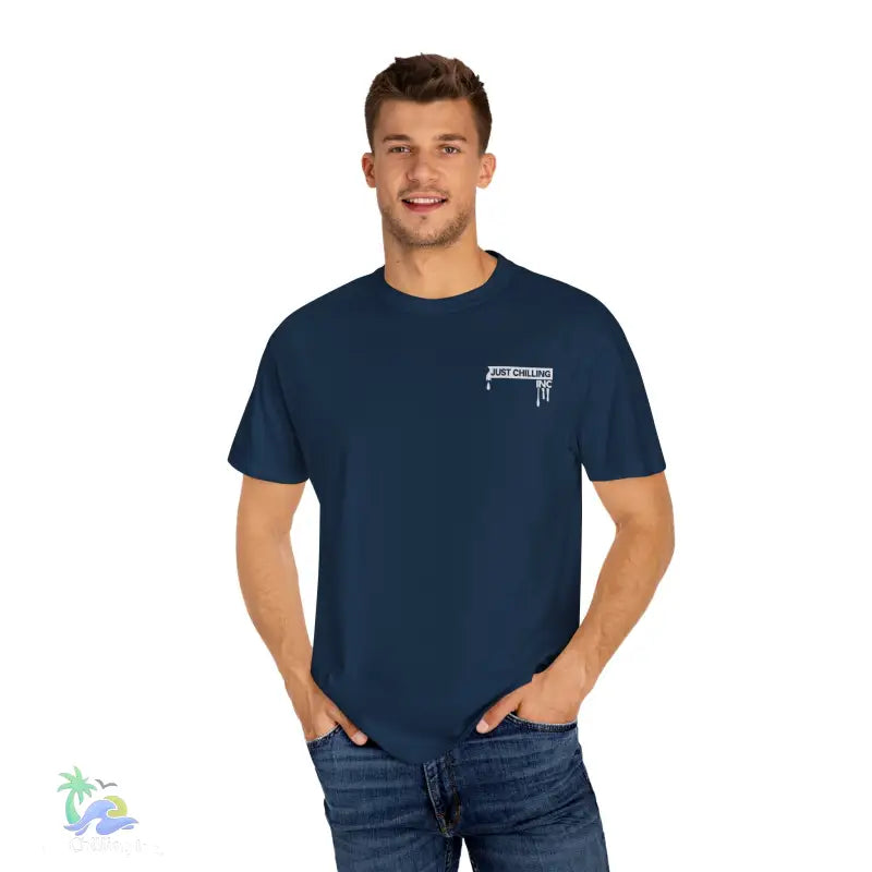 Navy blue t-shirt.