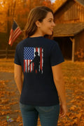 American Flag T-Shirt – Unisex Softstyle Tee With Soldier Silhouette Design - Just Chilling Inc.