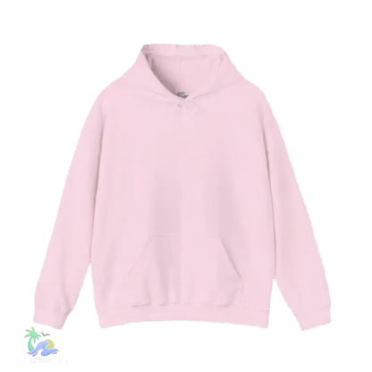 A light pink hoodie with a small pocket on the front.