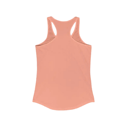 A peach-colored tank top is shown against a black background.