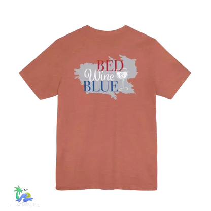 Bed wine and blue - fourth of July tee- Unisex Jersey Short Sleeve Tee - T-Shirt