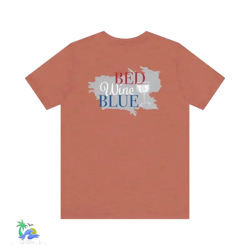 Bed wine and blue - fourth of July tee- Unisex Jersey Short Sleeve Tee - Heather Clay / XS - T-Shirt