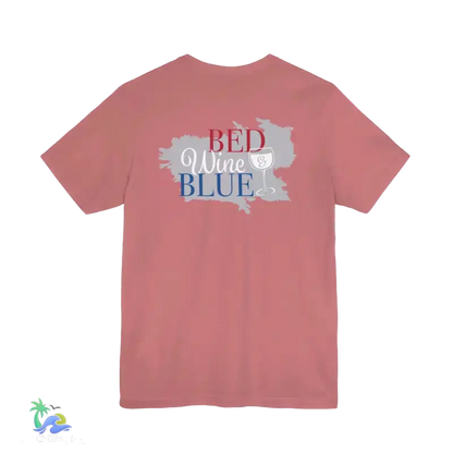 Bed wine and blue - fourth of July tee- Unisex Jersey Short Sleeve Tee - T-Shirt