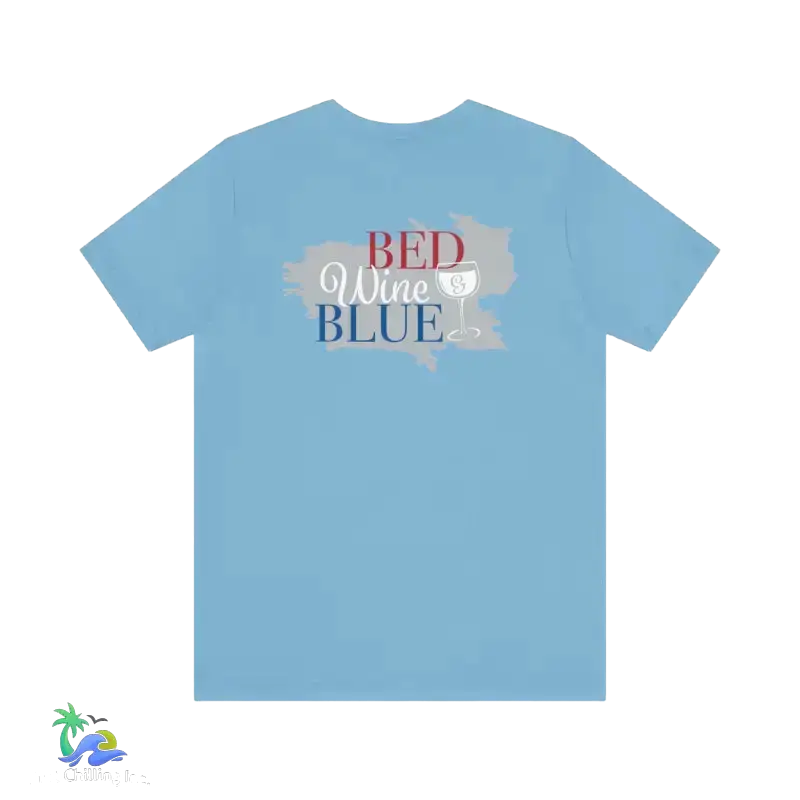 Bed wine and blue - fourth of July tee- Unisex Jersey Short Sleeve Tee - Ocean Blue / XS - T-Shirt