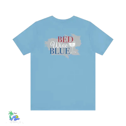 Bed wine and blue - fourth of July tee- Unisex Jersey Short Sleeve Tee - Ocean Blue / XS - T-Shirt