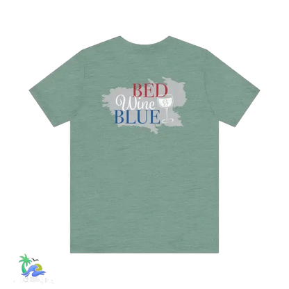 Bed wine and blue - fourth of July tee- Unisex Jersey Short Sleeve Tee - Heather Dusty Blue / XS - T-Shirt