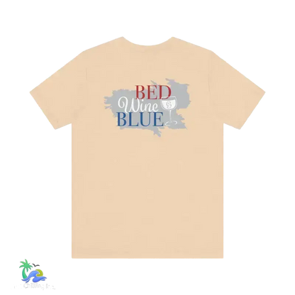 Bed wine and blue - fourth of July tee- Unisex Jersey Short Sleeve Tee - Heather Sand Dune / XS - T-Shirt