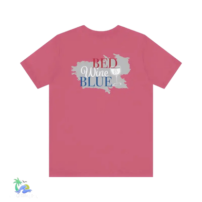 Bed wine and blue - fourth of July tee- Unisex Jersey Short Sleeve Tee - Heather Raspberry / XS - T-Shirt