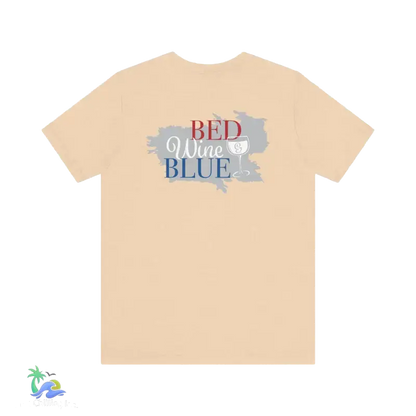 Bed wine and blue - fourth of July tee- Unisex Jersey Short Sleeve Tee - Heather Sand Dune / XS - T-Shirt