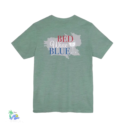 Bed wine and blue - fourth of July tee- Unisex Jersey Short Sleeve Tee - T-Shirt