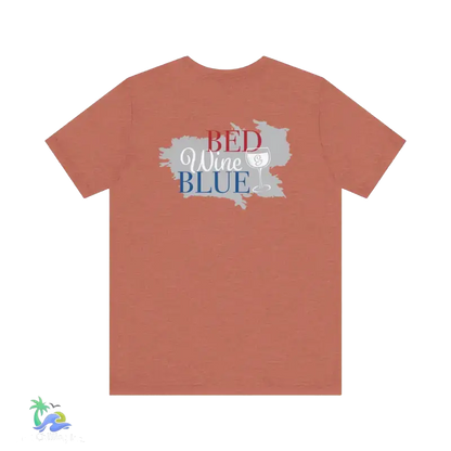 Bed wine and blue - fourth of July tee- Unisex Jersey Short Sleeve Tee - Heather Clay / XS - T-Shirt