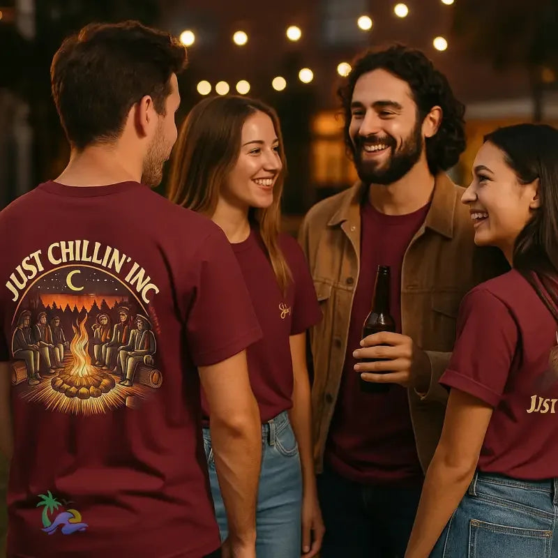 Campfire Gathering Tee - Cozy Outdoor Apparel | Breathable Cotton Shirt - Just Chilling Inc.
