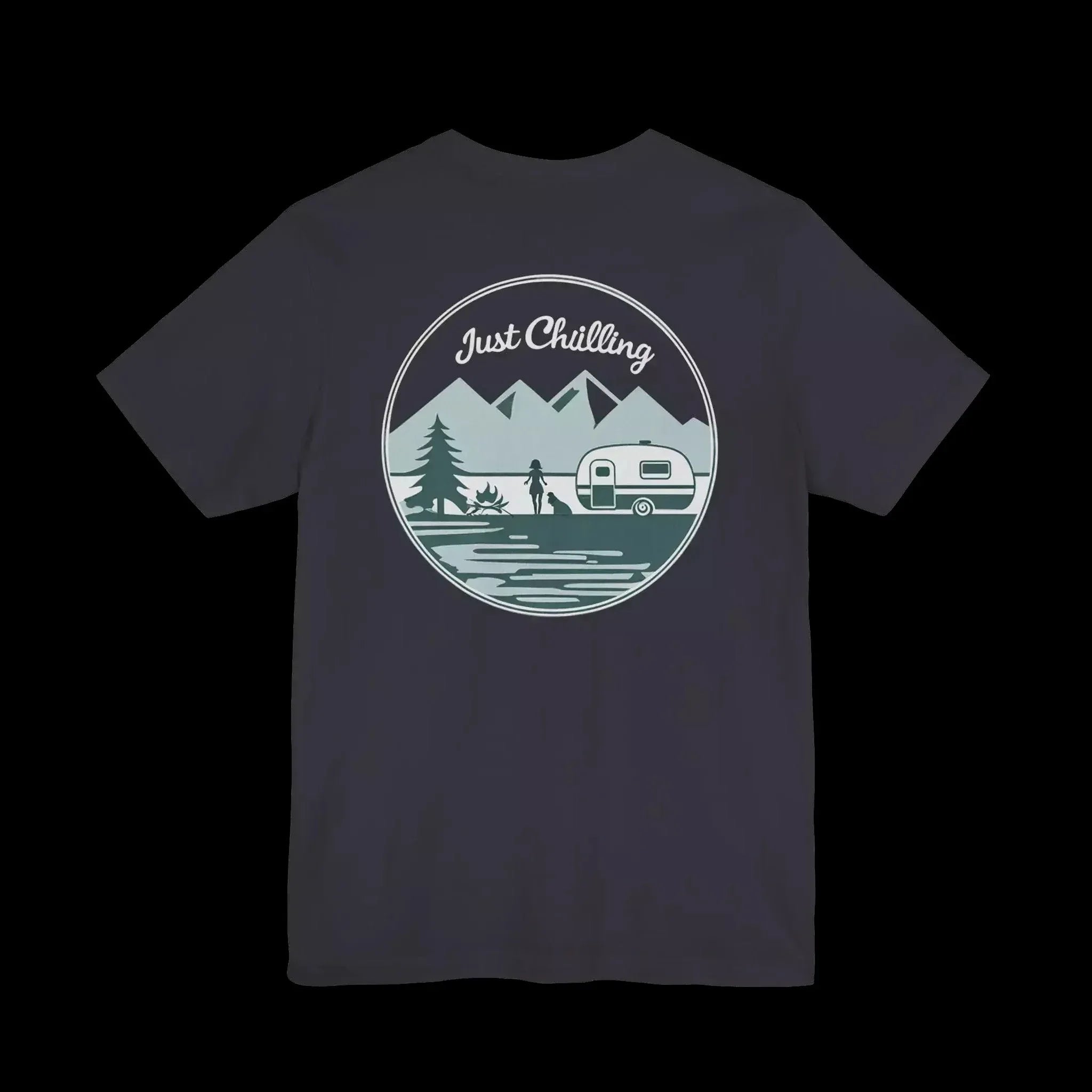 Girl Dog Camper Shirt - Unisex Cotton Tee | Comfortable Classic Fit Crew Neck - Just Chilling Inc.