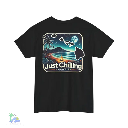 Chill Vibes Unisex Heavy Cotton Tee Relaxed T-shirt for Beach Lovers Perfect for Vacations Summer Parties and Casual