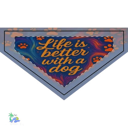 Cute Clip-on Pet Bandana - ’Life is Better with a Dog’ - S - Pets