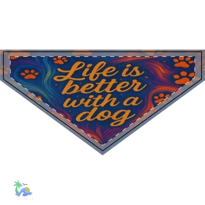 Cute Clip-on Pet Bandana - ’Life is Better with a Dog’ - XL - Pets