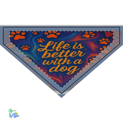 Cute Clip-on Pet Bandana - ’Life is Better with a Dog’ - M - Pets
