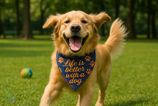 Cute Clip-on Pet Bandana - ’Life is Better with a Dog’ - Pets