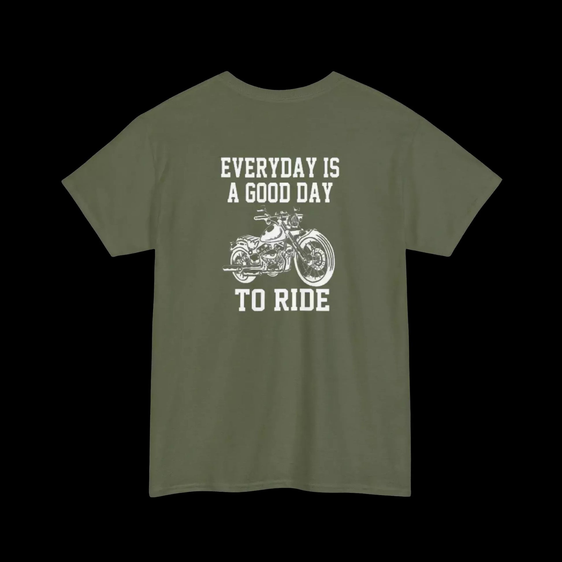 A green t-shirt with a white graphic design and text printed on it.