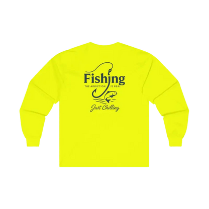 A bright yellow long-sleeved shirt with a graphic design on the back.