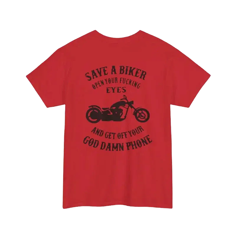Save a Biker T-Shirt - Comfortable Cotton Motorcycle Safety Tee | Durable & Relaxed Fit - Just Chilling Inc.