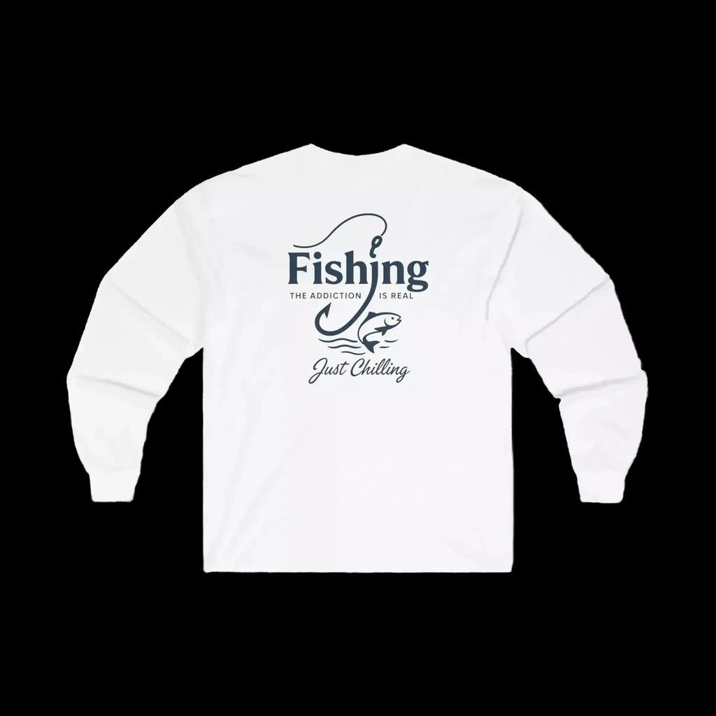 Cotton Long Sleeve Tee - Unisex Classic Fit Fishing Shirt With Durable Seams - Just Chilling Inc.