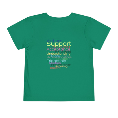 The image is a green t-shirt with text printed on it.