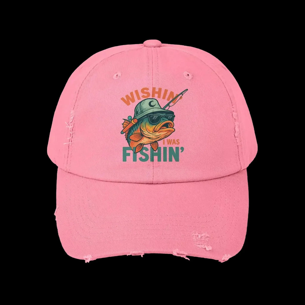 Distressed Cotton Twill Cap – Adjustable Fishing Hat with D-Ring Strap - Just Chilling Inc.