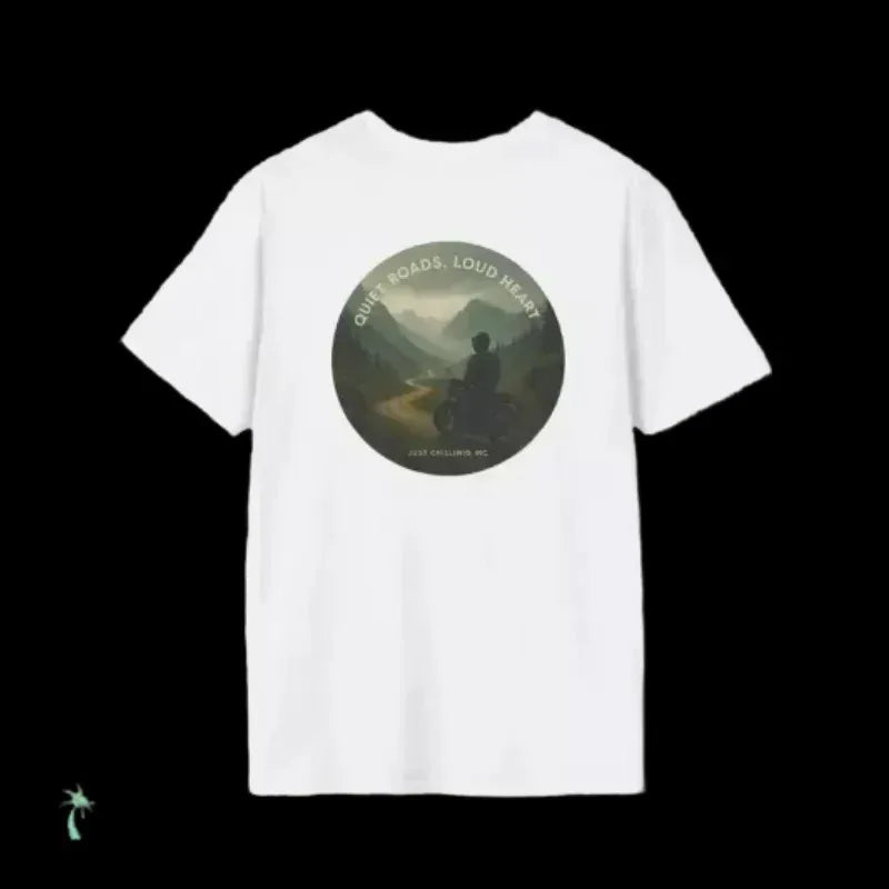 Motorcycle T-Shirt | Graphic Biker Tee With Love Hearts - Casual Cotton Apparel - Just Chilling Inc.