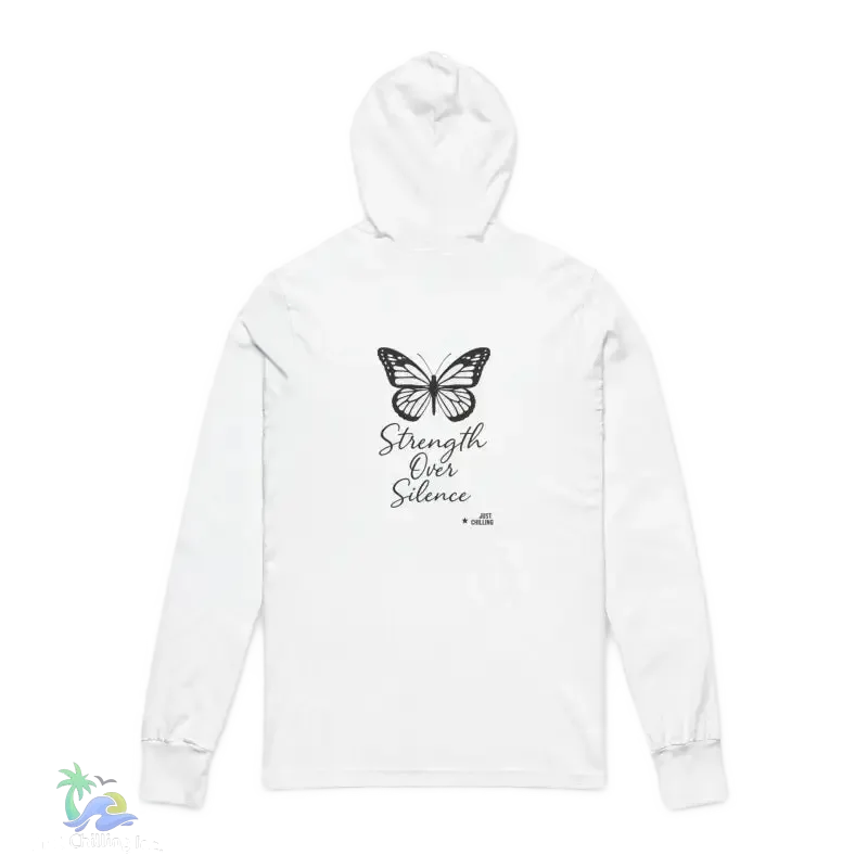 Empowerment Butterfly Hoodie – Unisex Long Sleeve Tee With Motivational Design - Just Chilling Inc.