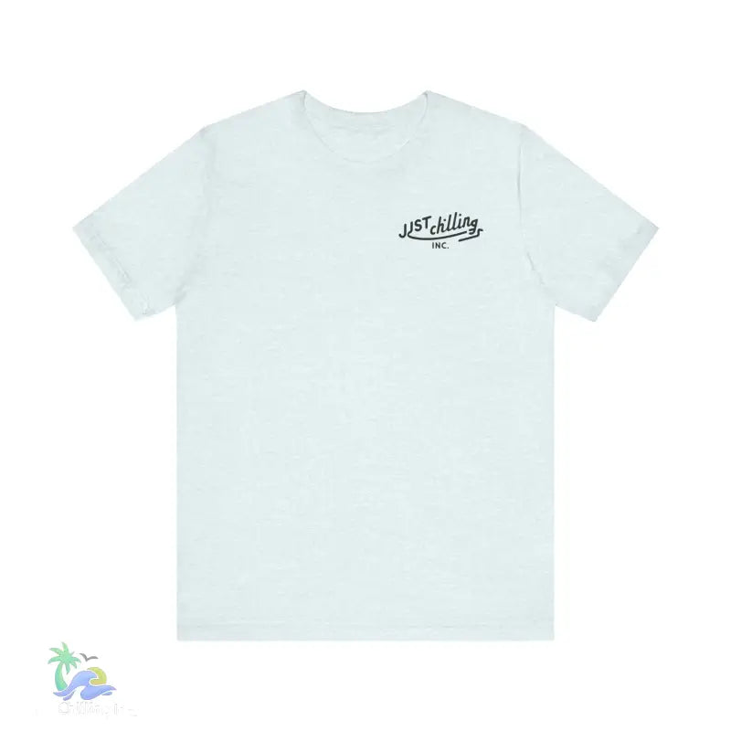 Light blue t-shirt.