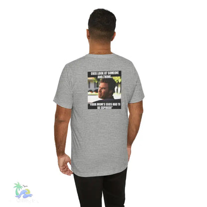 Gray t-shirt with meme.
