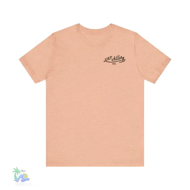 Peach-colored t-shirt.
