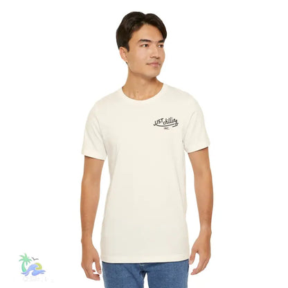 Cream-colored t-shirt.