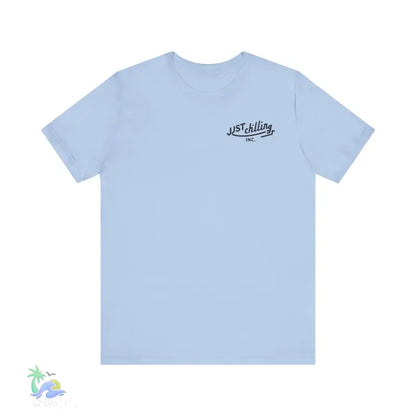 Light blue t-shirt.