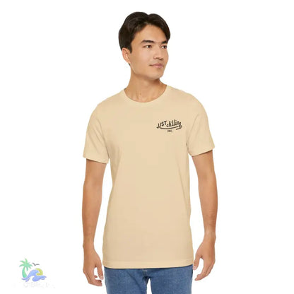 Beige t-shirt.
