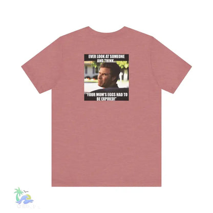 Mauve t-shirt with meme.