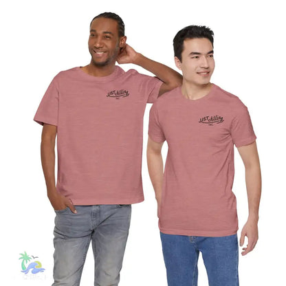 Matching pink t-shirts.