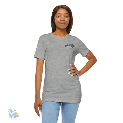 Gray t-shirt.
