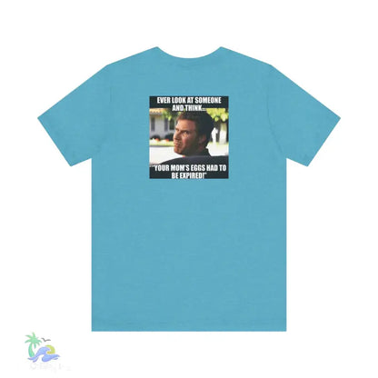 Light blue t-shirt.