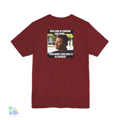 Maroon t-shirt with meme.