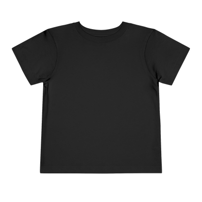 A plain black t-shirt against a black background.