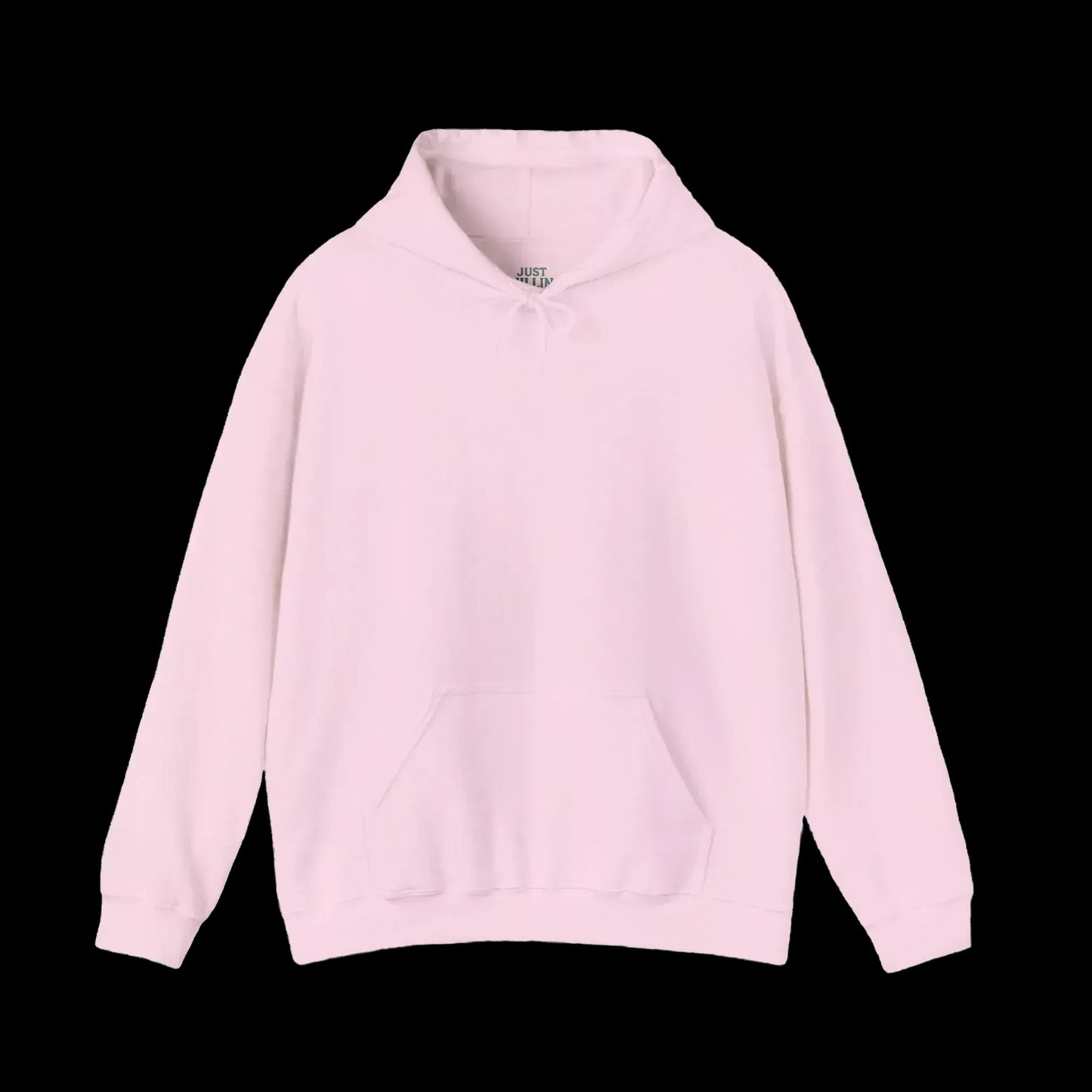A light pink hoodie with a small pocket on the front.