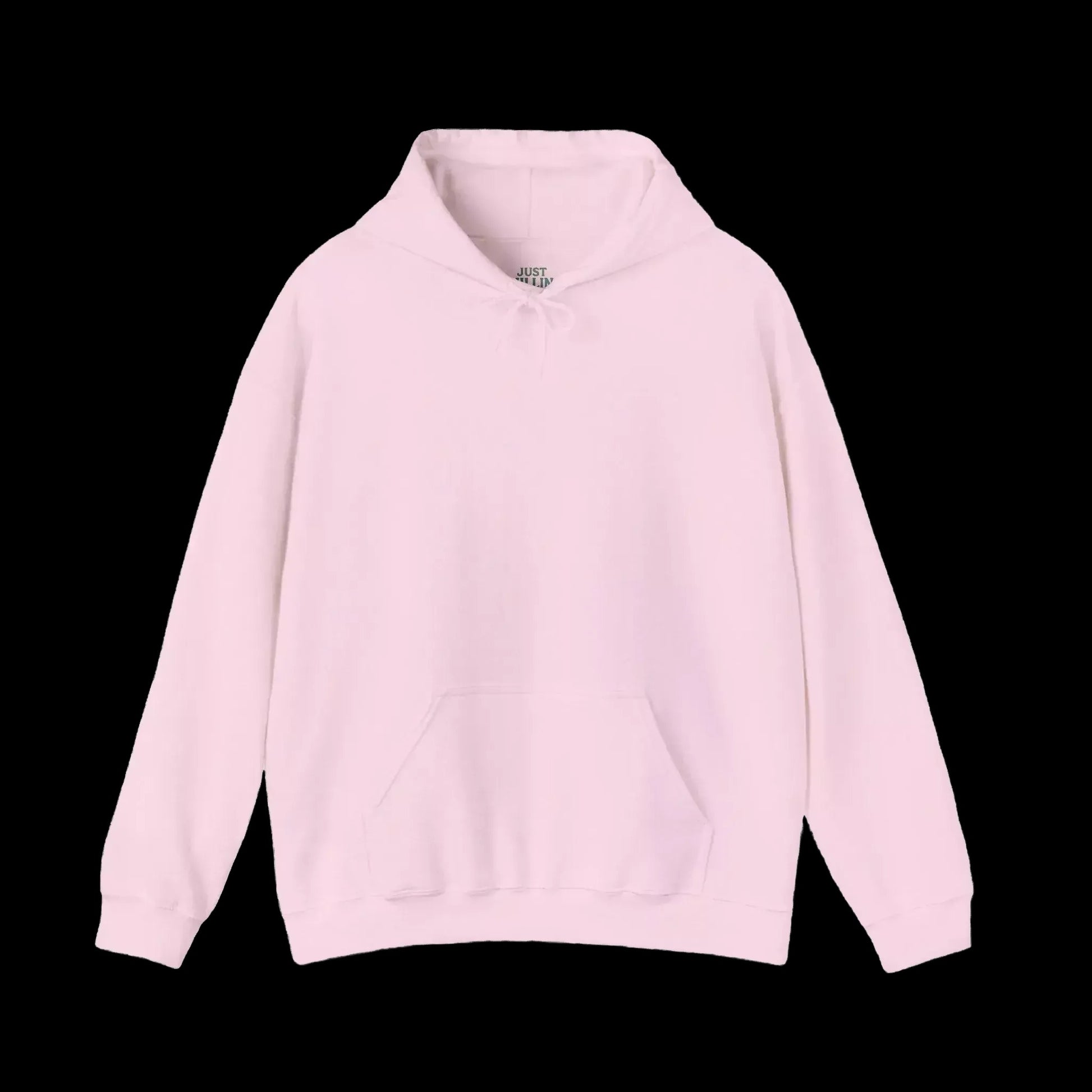 A light pink hoodie with a small pocket on the front.