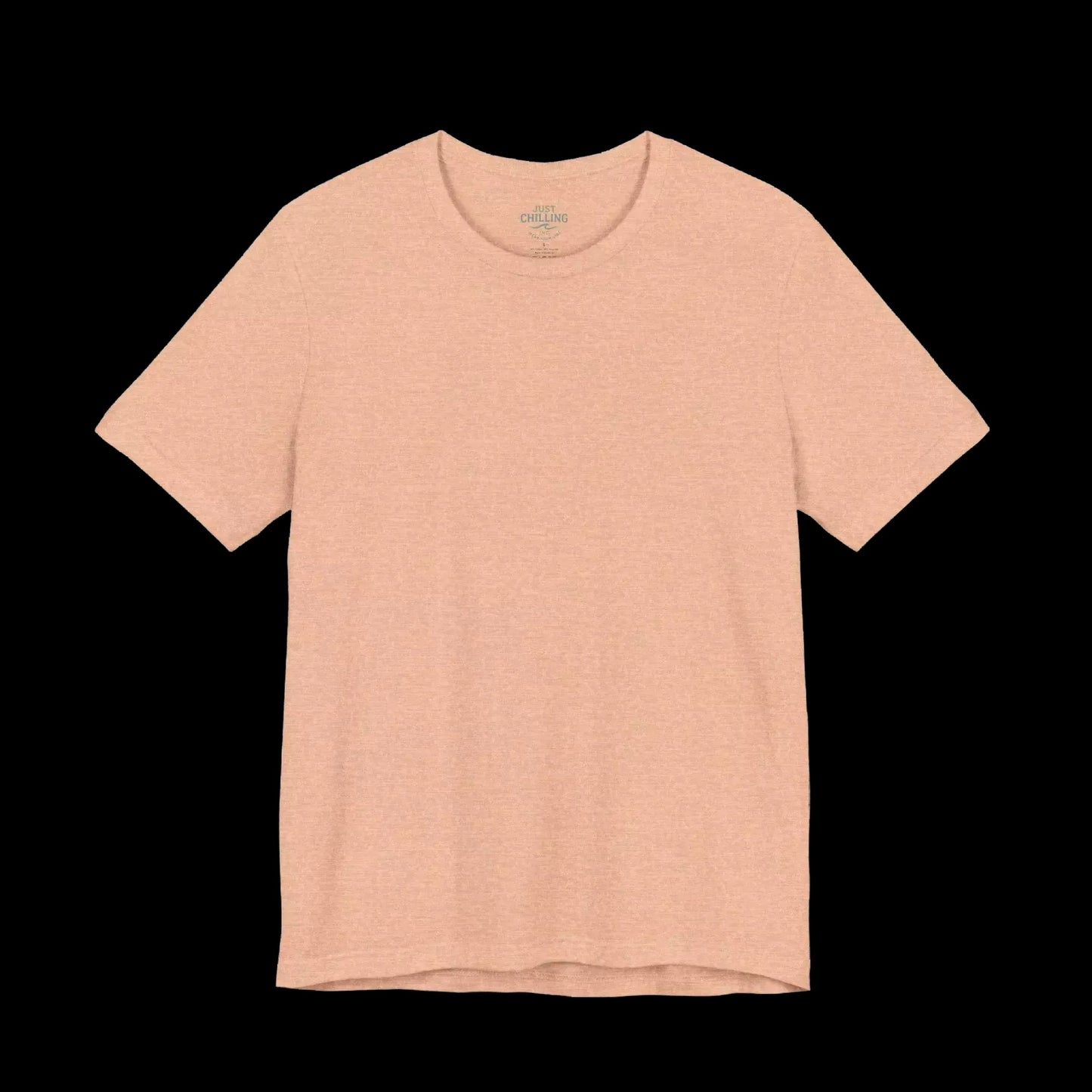 A simple, light pink t-shirt against a black background.