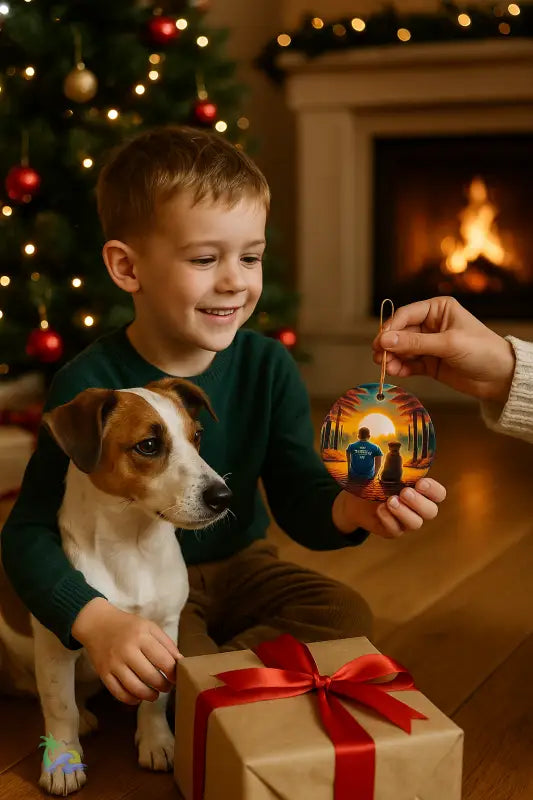 ’Forever Chillin’’ Sunset Ceramic Ornament – A Tribute to Man’s Best Friend - One Size - T-Shirt