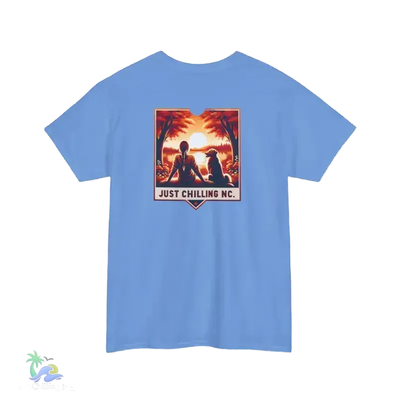 Girl relaxing with her dog - Unisex Heavy Cotton Tee - Just Chilling Inc.
